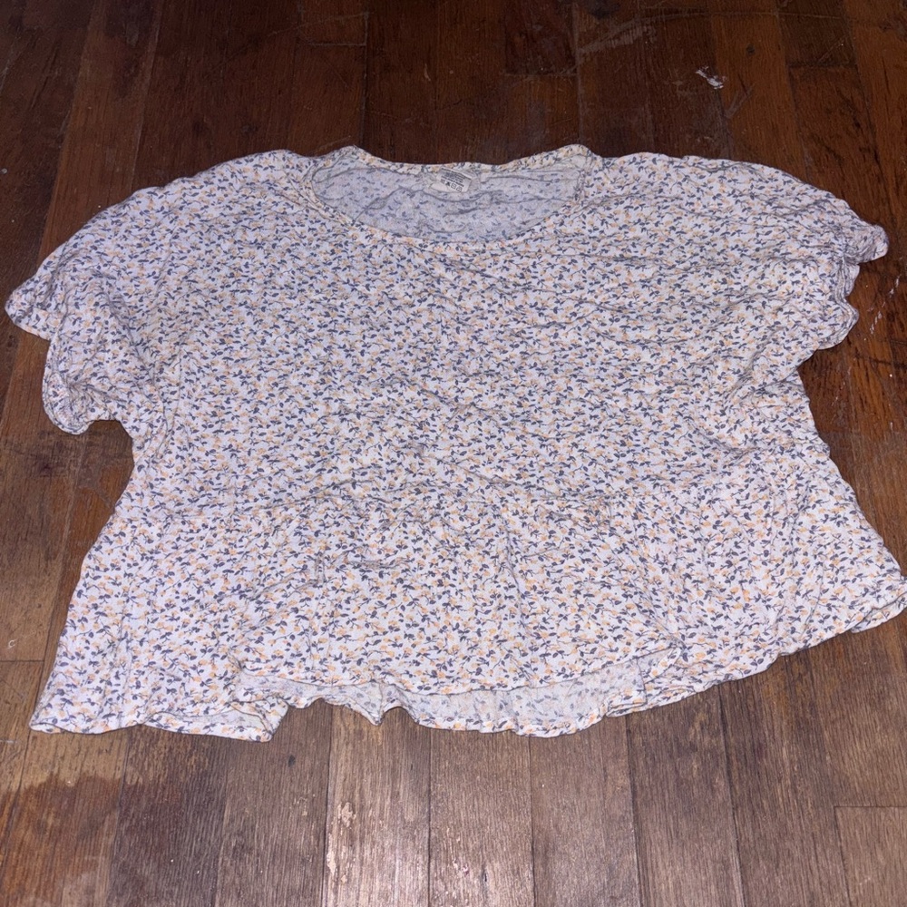 Altar'd State Blue and Cream Floral Blouse